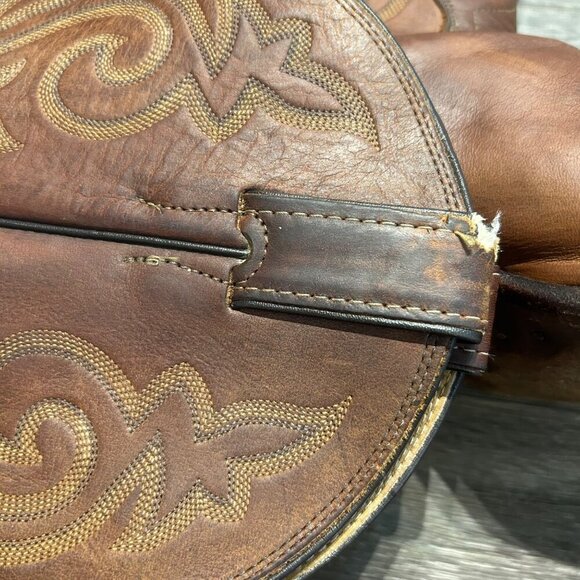 Justin Men's 10.5D Apache Brown Leather Western Cowboy Round Toe Boots 2253 - Picture 8 of 12